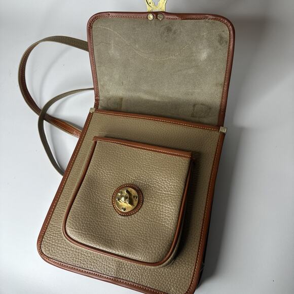 Rare Vintage Korean Pebbled Leather Backpack Turn Lock Natural Tan Brown - Picture 12 of 16